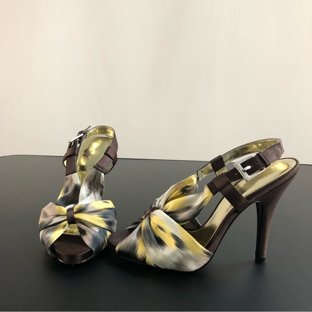 The Touch Of Nina Yellow, Tan and Brown sandals